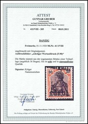 1 Mark auf 30 Pfennig Germania, Netzunterdruck lebhaftlilagrau, ...