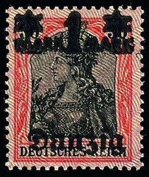 1 Mark auf 30 Pfennig Germania, lebhaftlilagrauer Netzunterdruck, ...