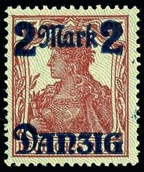 2 Mark auf 35 Pfennig Germania, lebhaftlilagrauer Netzunterdruck, ...