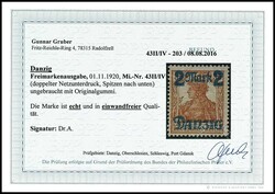 2 Mark auf 35 Pfennig Germania, lebhaftlilagrauer Netzunterdruck, ...