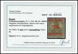 5 Mark auf 2 Pfennig Germania, lebhaftlilagrauer Netzunterdruck, ...