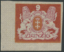 9 Mark Probedruck einfarbig in abweichender Farbe Wz. Y ungezähnt ...