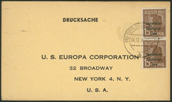 15 Pfg Arbeiter mit Aufdruck, senkrechtes Paar auf brauner Care-Karte ...