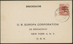 30 Pfg Arbeiter mit Aufdruck als EF auf beiger Care-Karte in die USA ...
