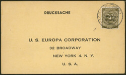 30 Pfg Ziffer mit Aufdruck als EF auf brauner Care-Karte in die USA ...