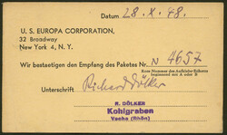 30 Pfg Ziffer mit Aufdruck als EF auf brauner Care-Karte in die USA ...