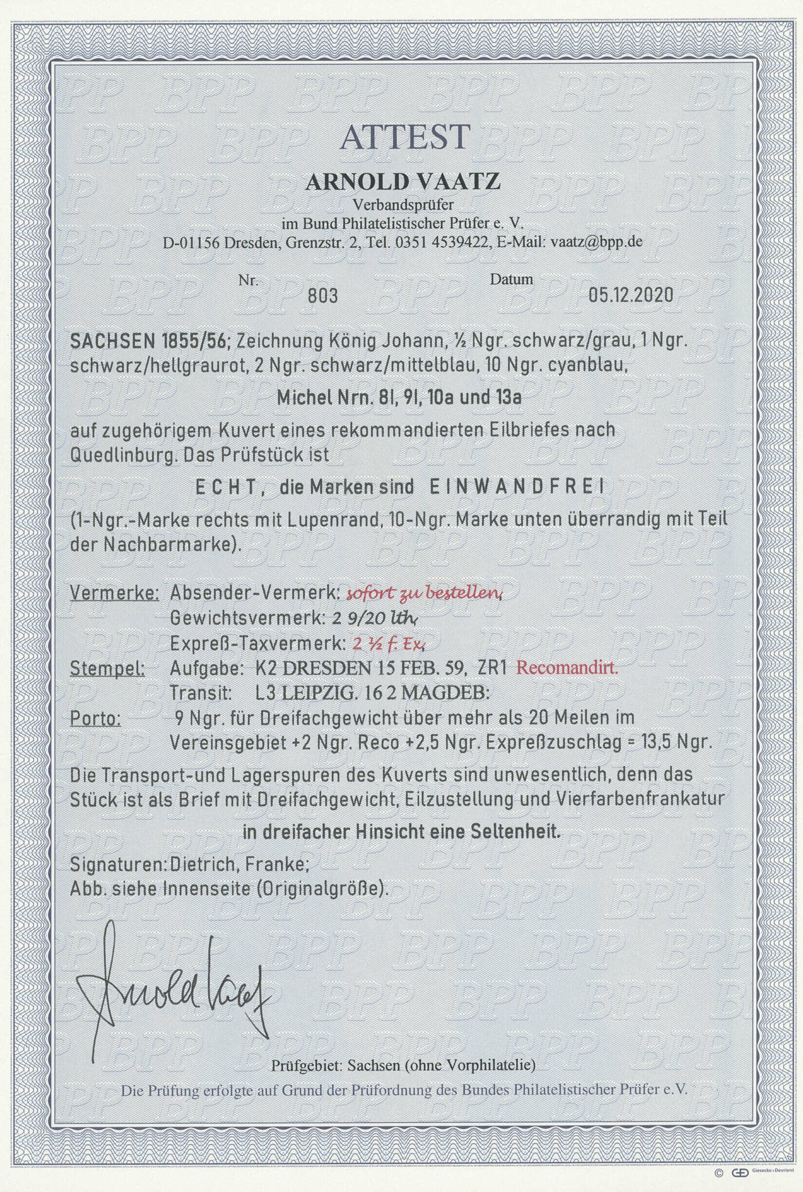 Image 2 for lot number 3201 for Ulrich Felzmann 185. Auktion