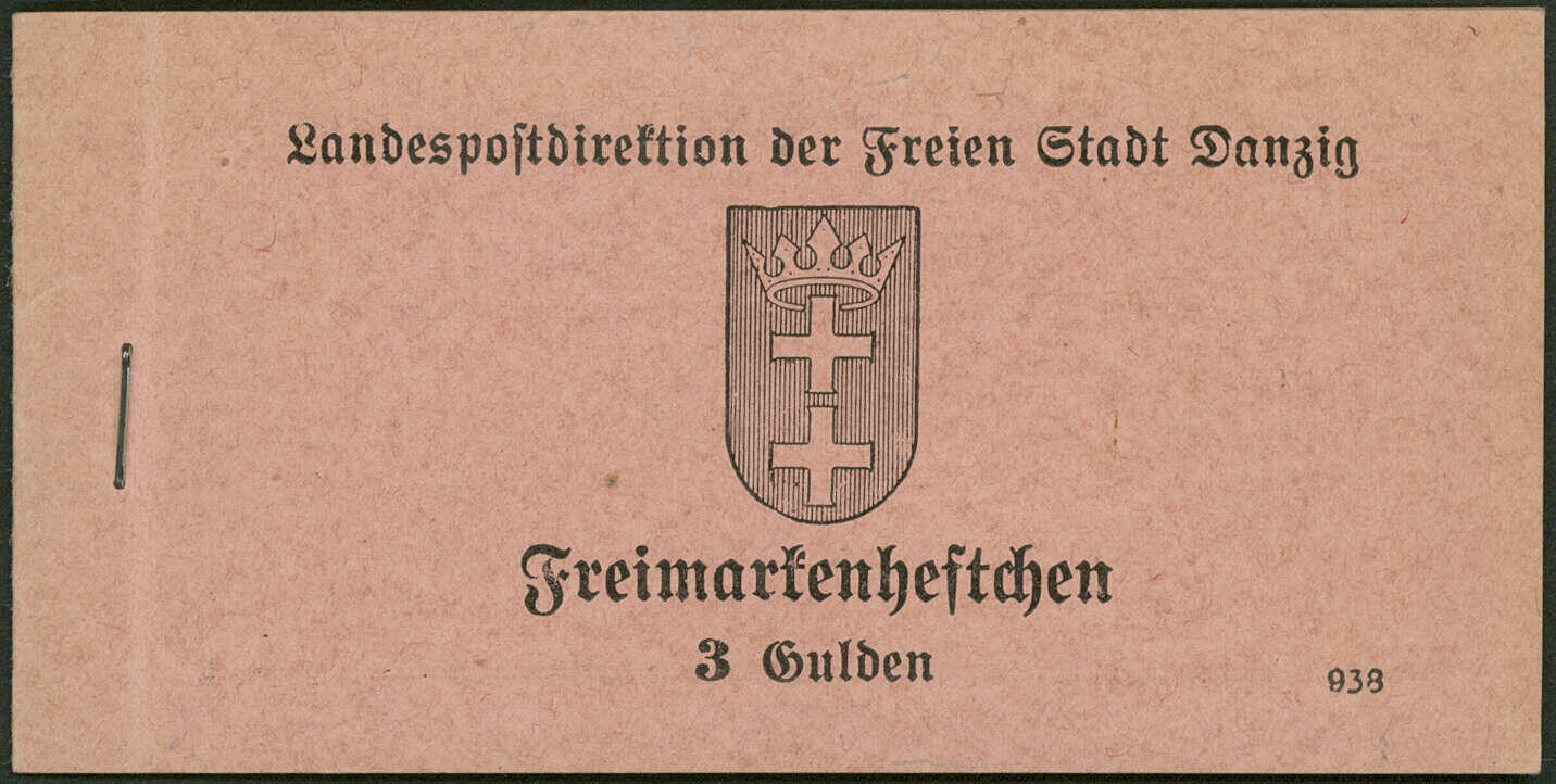 Staatswappen im Oval 1938, Freimarkenheftchen 3 Gulden, Deckelfarbe ...