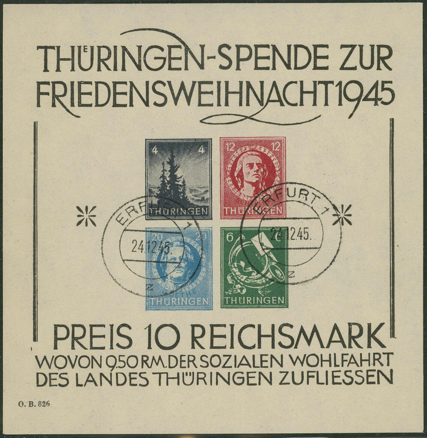 Blockausgabe "Friedensweihnacht", Sonderdruck ohne Durchstich, ...