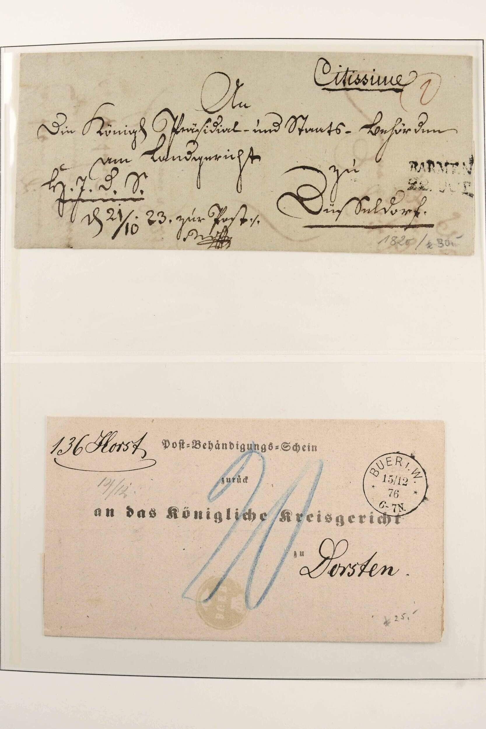 1820-1867 ca., rund 90 unfrankierte und frankierte Belege, dabei ...