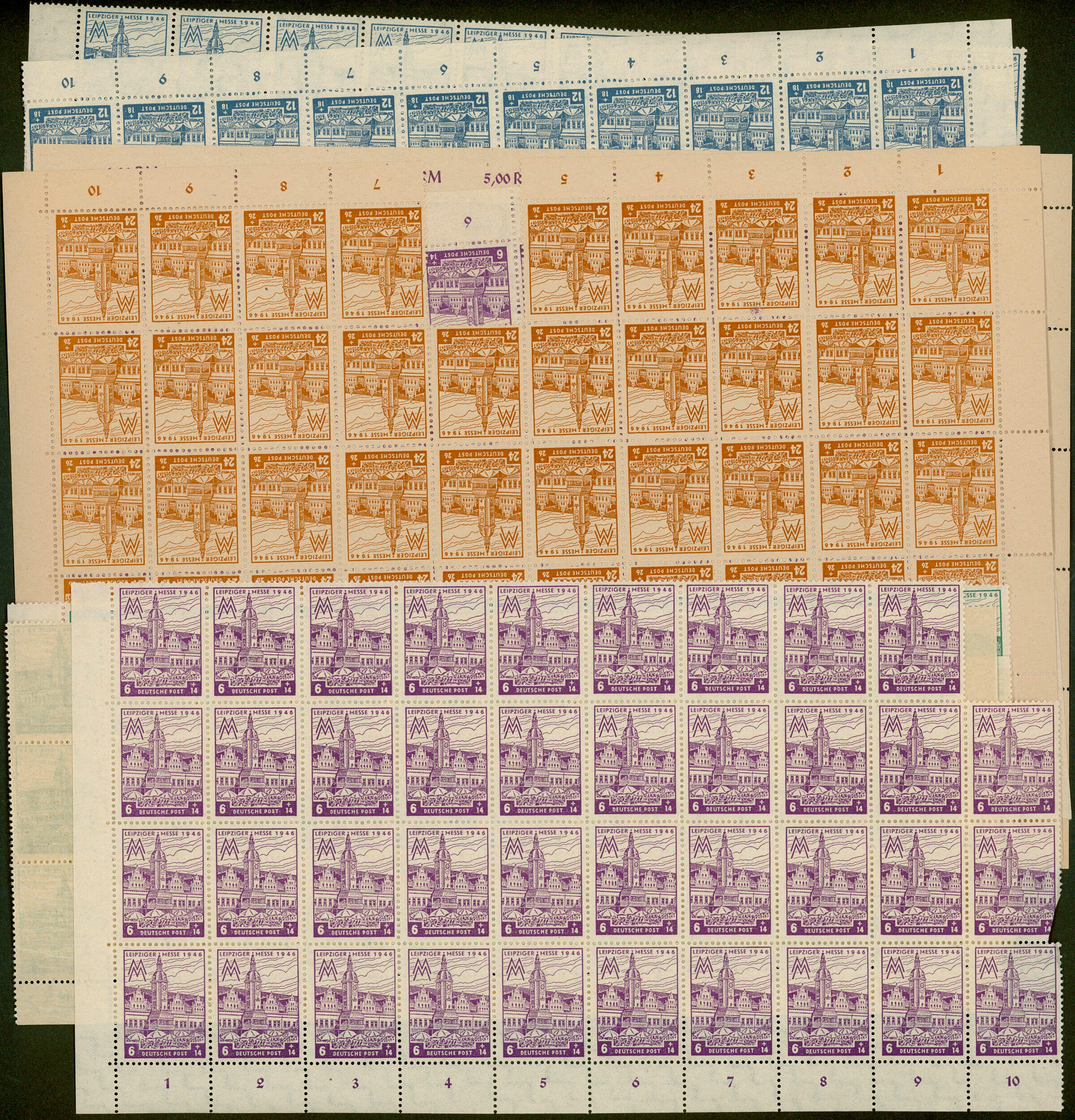 1945-1948, ein großer Bogenposten OPD-Ausgaben mit Dutzenden von ...