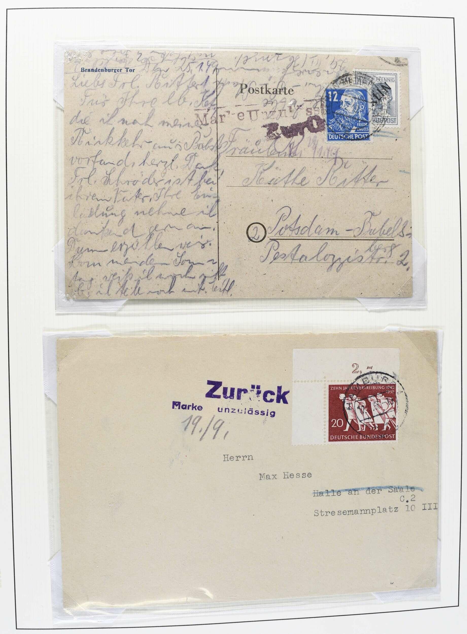 1949-1990, POSTKRIEG im OST-WEST-Postverkehr, großes Album mit ...