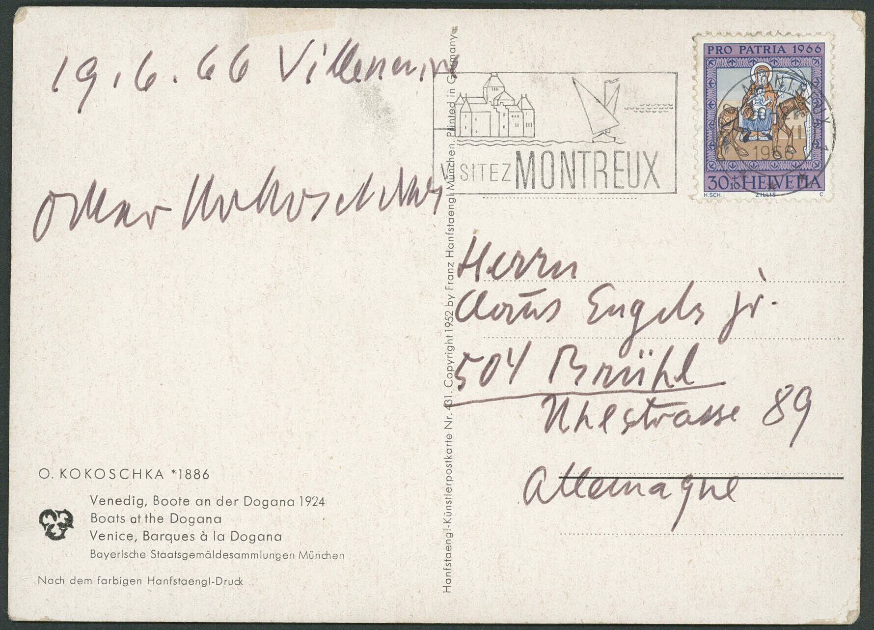 KOKOSCHKA, Oskar (1886-1980), österr. Maler, signierte datierte "19 ...