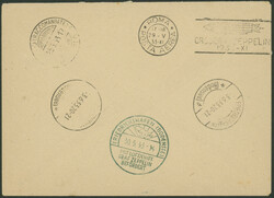 Italienfahrt 1933, Rückfahrt, sog. R-Satzbrief mit R-Zettel San Remo ...