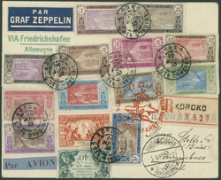 4. Südamerikafahrt 1933, R-Brief mit Massenfrankatur von 15 Werten ...