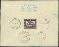 4. Südamerikafahrt 1933, R-Brief mit Massenfrankatur von 15 Werten ...