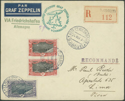 Weihnachtsfahrt 1934, Stuttgart - Recife, R-Brief ab Djibouti 24.11. ...