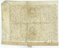 1454, dekorative Urkunde (1 Blatt) auf Büttenpapier in ...