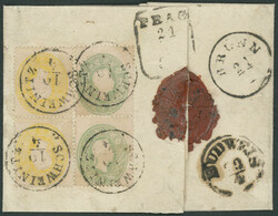 2 Kr gelb und 3 Kr grün, je zwei Einzelwerte in attraktiver ...