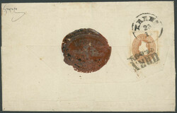 5 Kr rosarot vs. auf mehrfach gefalteter, innen etwas gestützter ...