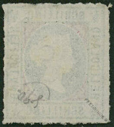 1/2 Schilling blaugrün(/karmin, Kopftype I, entwertet mit ...