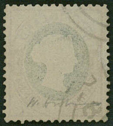 1 Pfennig / 1 Farthing lilakarmin/dunkelgrün, entwertet mit ...