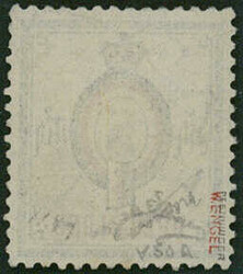 5 Shilling / 5 Mark blaugrün/grauschwarz/mittelrosa, entwertet mit ...