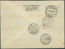 1930, 2 R-LP-Briefe ab Danzig Langfuhr 27.11.30 via Berlin 28.11. und ...