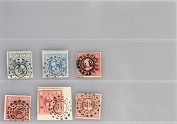 1850, Partie Mühlradstempel auf zumeist 3 Kreuzer Werten, insgesamt ...