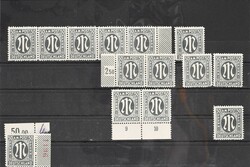 50 Pfg schwarzolivgrün, 20 Marken, davon 6 mit Feldfehlern, 13 ...