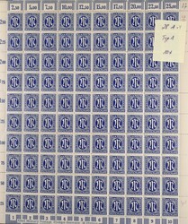 1945, 25 Pfg deutscher Druck, über 300 Schalterbogen in 3 Alben, ...