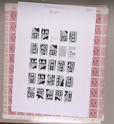 1945, 40 Pfg deutscher Druck, ca. 550 Schalterbogen bzw. -teile in 3 ...