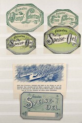ALTE WERBE-ETIKETTEN, Sammlung im Einsteckbuch mit ca. 234 Etiketten, ...