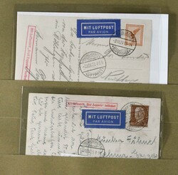 1929-1936, 39 Belege, zumeist Bordpostkarten oder Aufgaben an den ...