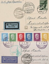 1931, 13 verschiedene Zeppelinbelege, meist Bordpost von ...