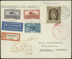3. Südamerikafahrt 1932, Berlin - Recife, R-Brief u.a. mit 10 Fr. ...