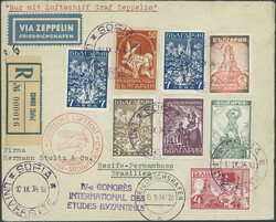 8. Südamerikafahrt 1934, R-Brief ab Sofia 12.9. nach Recife mit ...