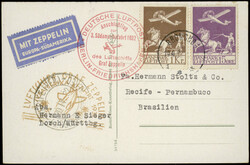 3. Südamerikafahrt 1932, Karte ab Bronshoj 14.4. mit Flugpost-MiF ...