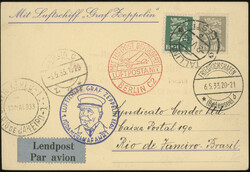 1. Südamerikafahrt 1933, Karte ab Tallinn 2.5. nach Rio mit 4 und 60 ...