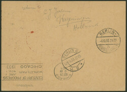 Chicagofahrt 1933 mit Anschlussflug Berlin, Etappe bis Chicago, Karte ...