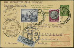 Würzburgfahrt 1939, jugoslawische GA-Karte mit MiF Jugoslawien/DR ab ...