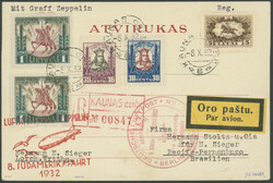 8. Südamerikafahrt 1932 Anschlussflug Berlin, R-Karte ab Kaunas 5.10 ...