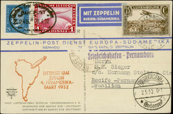 4. Südamerikafahrt 1932, Eckener Portrait-Karte ab Luxemburg mit 75 ...