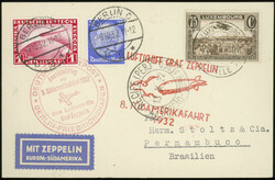 8. Südamerikafahrt 1932, Karte ab Luxemburg 6.10. nach Recife mit 75 ...