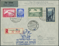 7. Südamerikafahrt 1933, R-Brief ab Luxemburg 13.9. nach Bahia in ...