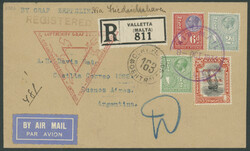 Chicagofahrt 1933, Friedrichshafen - Recife, R-Brief ab Valletta 9.10 ...