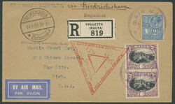 Chicagofahrt 1933, Friedrichshafen - Chicago, R-Brief ab Valletta 9 ...