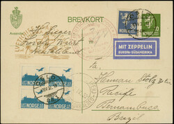 3. Südamerikafahrt 1932, Karte ab Bronshoj 14.4. mit Flugpost-MiF ...