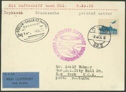 10. Nordamerikafahrt 1936, Drucksachenbrief ab Oslo mit EF 45 Ö ...
