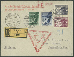 Chicagofahrt 1933, Friedrichshafen - Miami, R-Brief ab Wien 12.10. ...